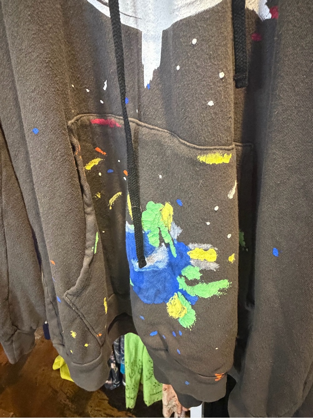 Lauren Moshi Desire Brush Charcoal Peace Sign Paint-Splash Hoodie Dress - Picture 9 of 11